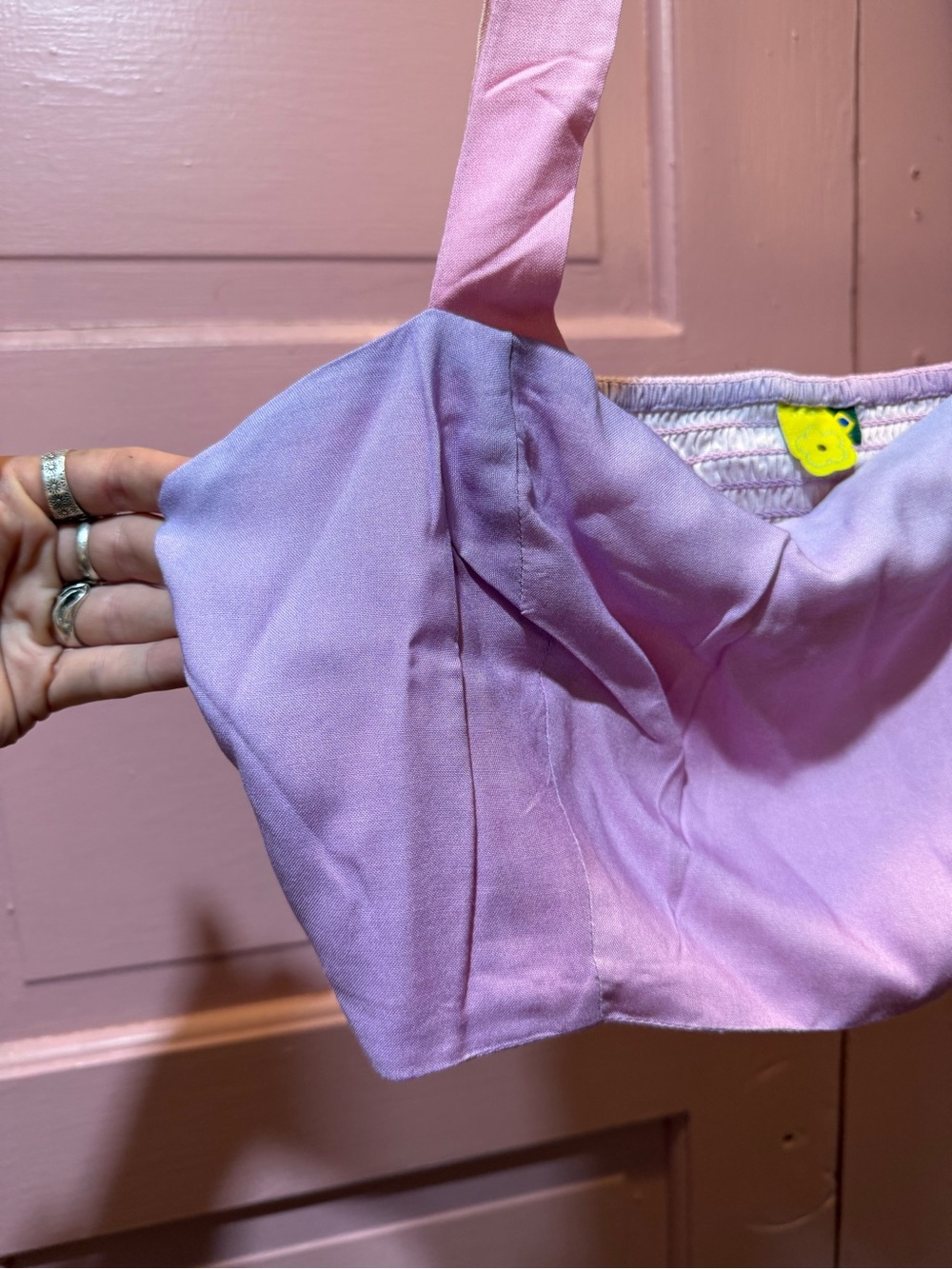 FARM Rio Lilac Square-Neck Crop Top with Pink Straps - Picture 7 of 9
